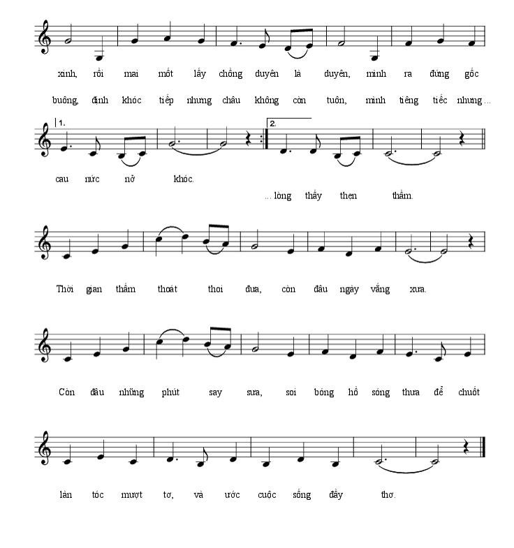 Sheet nhạc Mái Tóc Ngày Thơ 2